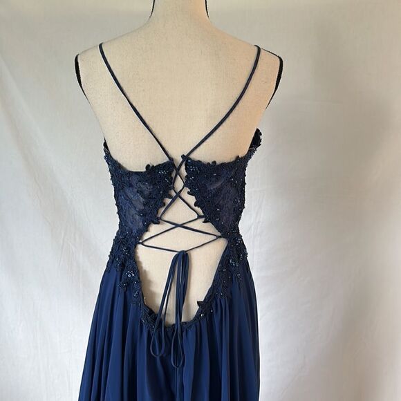 Faviana v- neck chiffon sequined evening dress size 14 - Picture 4 of 10